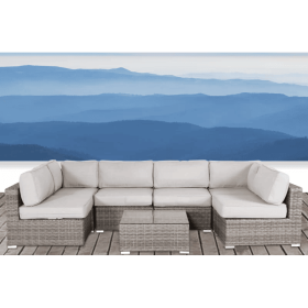 Fully Assembled Wicker Patio Sofa Set for 4 with Cushions Convenient Outdoor Seating Group (Color: as Pic)